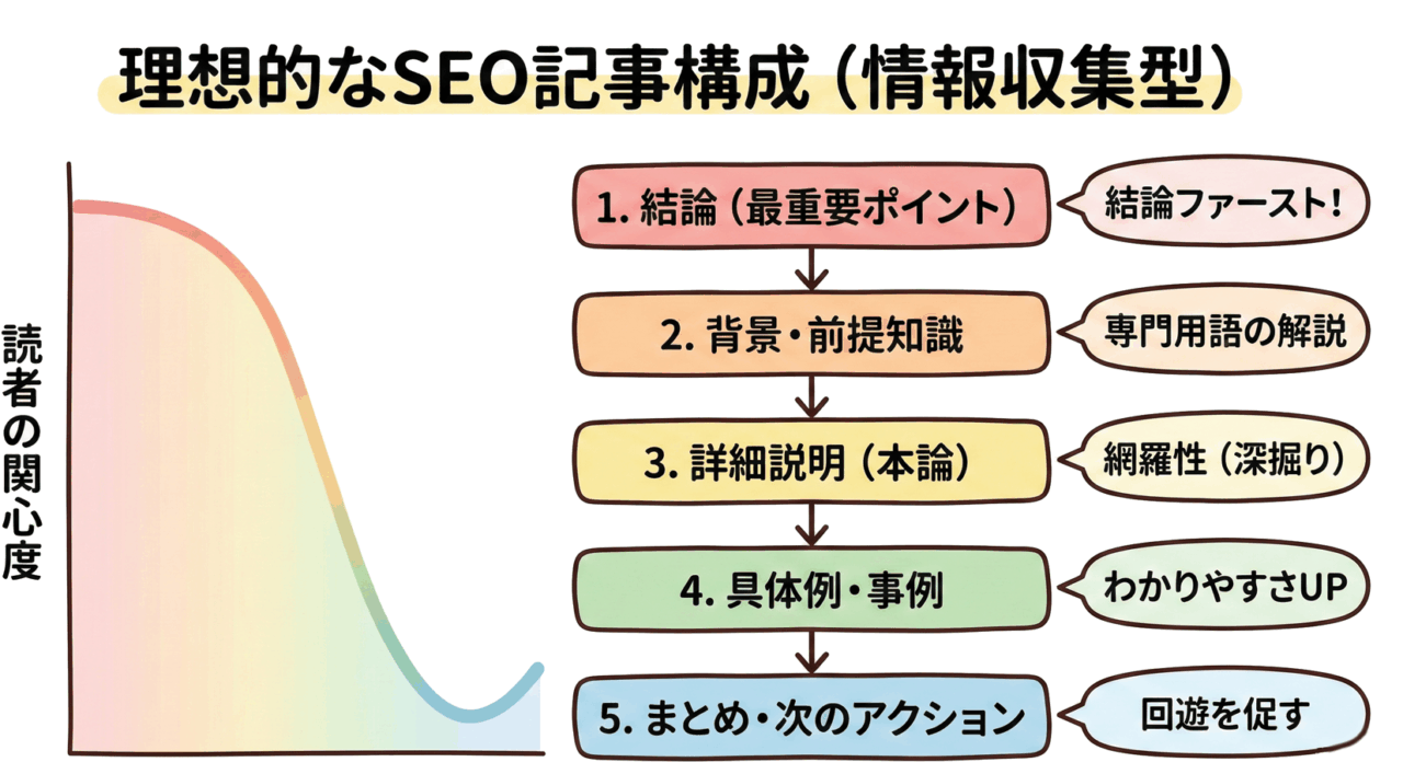 情報収集型コンテンツの理想的な構成例を示す図解