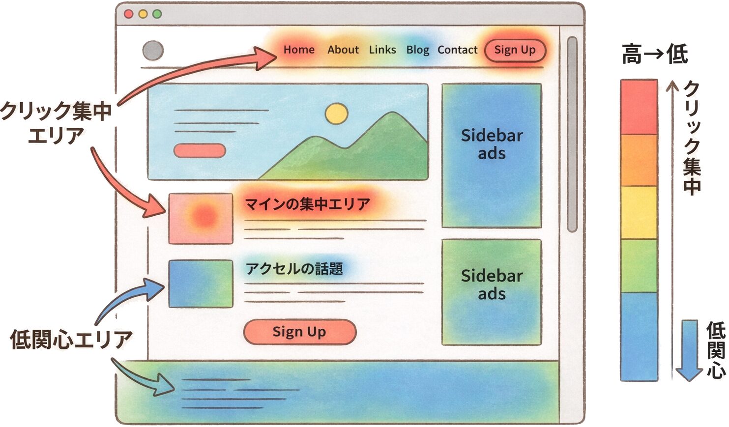 ヒートマップの色分け例