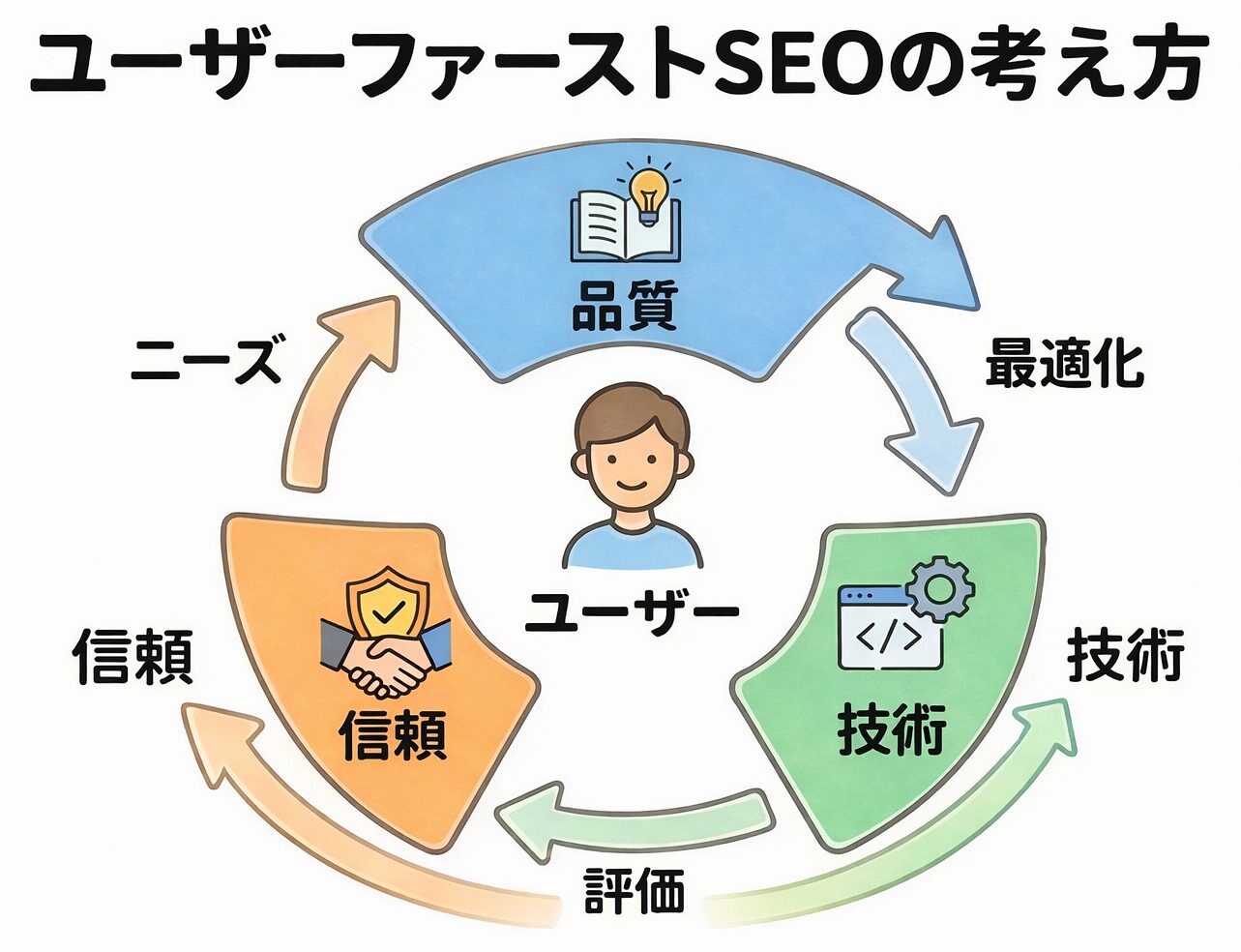 ユーザーファーストSEOの考え方を示す図